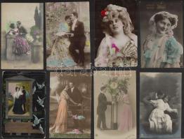 56 db RÉGI motívumlap: hölgyek és párok / 56 pre-1945 motive postcards: lady and couples