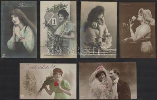 56 db RÉGI motívumlap: hölgyek és párok / 56 pre-1945 motive postcards: lady and couples
