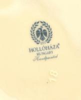Hollóházi porcelán lóherés kis dobozka, kézzel festett, jelzett, hibátlan, d: 6,5 cm, m: 5 cm