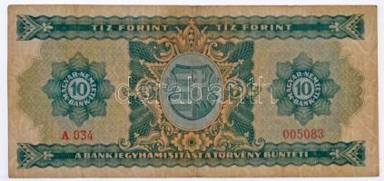 1946. 10Ft "A034 005083" T:III 
Hungary 1946. 10 Forint "A034 005083" C:F 
Ada...