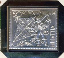 Svájc 1984. "Pro Juventute-Pinokkió" bélyeg formájú Ag emlékérem érmés, bélyeges borítékon...