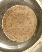 Régi üvegpohár "D. B." monogrammal, apró lepattanásokkal, d: 7,5 cm