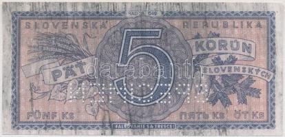 Szlovákia 1945. 5K minta perforációval T:III,III- Slovakia 1945. 5 Korun specimen with perforation C:F, VG