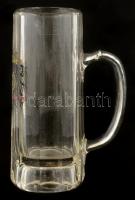 Porosz címeres üveg korsó Matricás, jelzett, hibátlan 19 cm