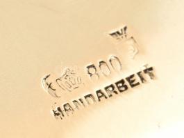 Ezüst kínáló/ névjegytartó tálca, jelzett, rózsa díszítéssel. 19 cm, 150g