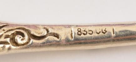 Rózsa díszítésű, jelzett szúróvilla, haboskanál készlet díszdobozban 71g