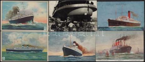 22 db RÉGI hajós motívumlap, közte 3 fotó / 22 pre-1945 ship themed motive postcards with 3 photos