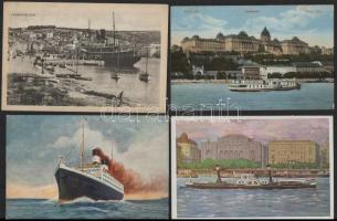 22 db RÉGI hajós motívumlap, közte 3 fotó / 22 pre-1945 ship themed motive postcards with 3 photos