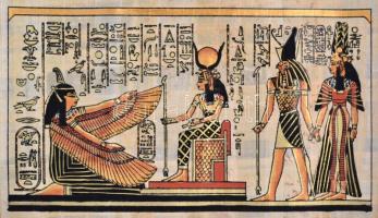 Egyiptomi, kézzel festett papiruszkép 25x21 cm
