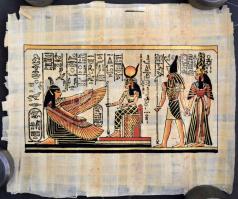 Egyiptomi, kézzel festett papiruszkép 25x21 cm
