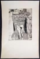Finta Edit (1945 - ): Idő. Rézkarc, papír, jelzett. 33x24 cm