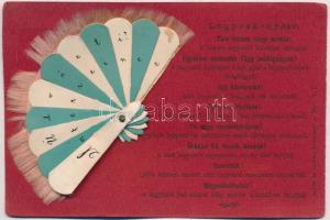 1901 Legyező-nyelv. Novák és Falusy kiadása / Hand fan-language, love greeting mechanical postcard (EK)