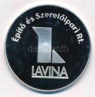 2000.  "LAVINA Építő és Szerelőipari Rt. / Szerencsés éveket" jelzett Ag emlékérem dísztokban (20,09g/0.925/42mm) T:PP