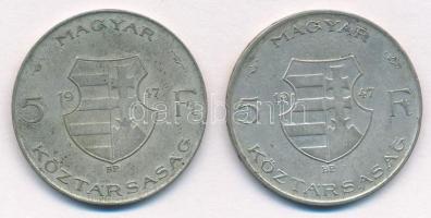 1947. 5Ft Ag "Kossuth" (2x) T:2-,3
Adamo F8.1