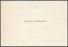 1959 Lukács Györgyné Jánosi (Bortstieber) Gertrúd saját kézzel írt köszönő sorai Lukács György névje...