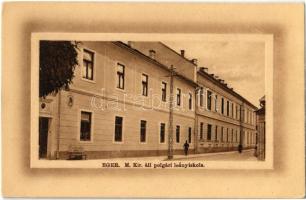 1914 Eger, M. kir. állami polgári leány iskola, villanyoszlop. Kiadja a Baross nyomda