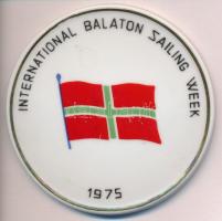 1975. International Balaton Sailing Week 1975 festett, jelzett Hollóházi porcelán plakett (87mm) T:1-