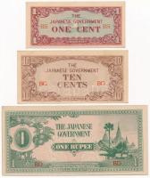 Burma/Japán megszállás 1942-1944. 1c + 10c + 1R+ 5R + 10R + 100R T:I Burma/Japanese occupation 1942-1944. 1 Cent + 10 Cents + 1 Rupee + 5 Rupees + 10 Rupees + 100 Rupees C:UNC