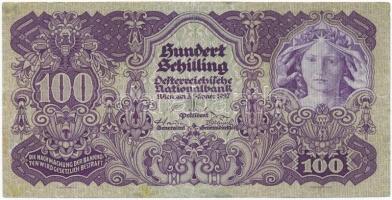 Ausztria 1927. 100Sch T:III- ragasztott Austria 1927. 100 Schilling C:VG glued