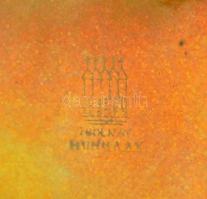 Zsolnay eozin mázas vadászmotívumos névjegykártya tartó, jelzett, apró kopásokkal, máz alatti hajszá...