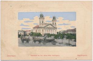 1911 Debrecen, Debreczen sz. kir. város ötös díszfogata, Nagytemplom. Kiadja Harmathy antiquarium (ázott / wet damage)