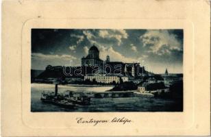 1910 Esztergom, látkép, Bazilika, kikötő, hajóállomás, gőzhajó. Kiadja Kaufmann Ferenc (EK)