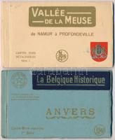5 db RÉGI belga képeslapfüzet, összesen 50 lappal / 5 pre-1945 Belgian postcard booklets with 50 cards all together: Brussels (Bruxelles), Anvers, Notre-Dame-au-Bois, Vallée de la Meuse de Profondeville a Dinant
