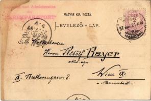 1897 (Vorläufer!!!) Pécs, Kereskedelmi és Iparkamara, Székesegyház, Nemzeti Casino (kaszinó), Magyar...