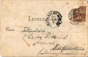 1901 Dombóvár, látkép, Főszolgabírói hivatal, Korona szálloda, Római katolikus templom, Vasútállomás...