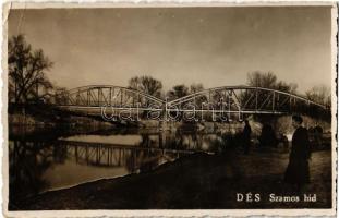 1941 Dés, Dej; Szamos híd, folyóparton magyar katonák / Somes bride, Hungarian soldiers on the riverside. photo (EB)