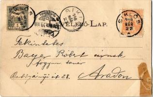 1900 Siklós, Fő utca, Pandurovits János, Paunz Géza üzlete, Római katolikus templom. Kiadja Feiler M...