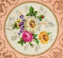 Limoges (Jammet seignolles) virág mintás falitányér, részben kézzel festett, jelzett, apró kopásnyom...