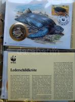 Érmés, bélyeges boríték gyűjtemény, egész világ "30 éves a WWF" 18klf db,10db klf zsetonna...