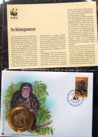 Érmés, bélyeges boríték gyűjtemény, egész világ "30 éves a WWF" 18klf db,10db klf zsetonna...