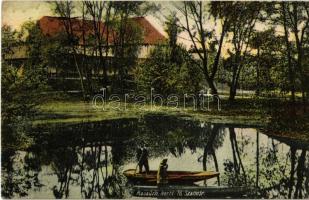 Szatmárnémeti, Szatmár, Satu Mare; Kossuth kerti tó, csónakázók. Cseplák Bálintné kiadása / lake with boating people