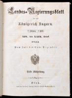1855 Magyarországot illető országos kormánylap. 6. évf., 2. köt. (2. félév), 14--29. füz., egybekötve, kicsit kopott félvászon kötésben, egyébként jó állapotban.