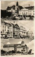 1940 Temesvár, Timisoara; Piata Libertatii, Bul. Regele Ferdinand / Szabadság tér, Ferdinánd király út, Leopold Haas üzlete, villamos / square, street view, shops, tram (vágott / cut)