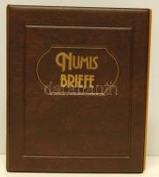 Dekoratív album érmés borítékokhoz, barna színben, tokkal, 44 férőhellyel, újszerű állapotban