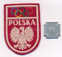 Lengyelország DN Olimpiai felvarró (46x64mm) + ~1946. Lyukasztott fém jelvény (20mm) T:2