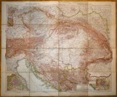 Az Osztrák-Magyar Birodalom térképe, vászonra kasírozva, 1-2. lap, 73×89 cm