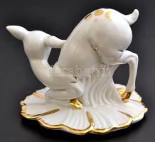 Capodimonte őzike Swarovski csiszolt üveg kristállyal, kézzel festett, jelzett, apró kopásnyomokkal,...