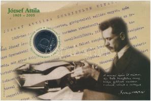 2005. 10Ft Cu-Ni "József Attila" sorszámozott emléklapon, bontott csomagolásban T:1-