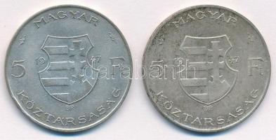 1947. 5Ft Ag "Kossuth" (2x) T:2 patina Adamo F8.1