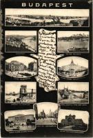 1905 Budapest. Szecessziós mozaik lap a STEIN oldalkerekes vontató gőzhajóval, Art Nouveau (EK)