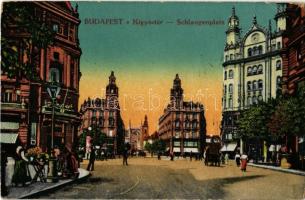 1916 Budapest V. Kígyó tér, Klotild paloták, utcai virágárusok (EK)