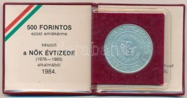1984. 500Ft Ag "Nők évtizede" eredeti tokban, tanúsítvánnyal T:1 Adamo EM77