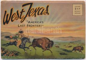West Texas - Americas last frontier!, Bull-dogging a Hereford. leporellocard with 9 cards (holes)