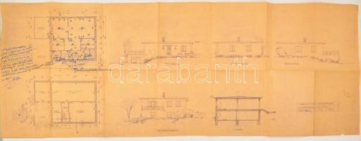 1957 Családi ház építési tervrajza, 37×98 cm