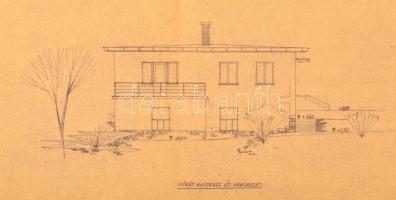 1957 Családi ház építési tervrajza, 37×98 cm