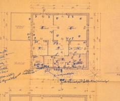 1957 Családi ház építési tervrajza, 37×98 cm